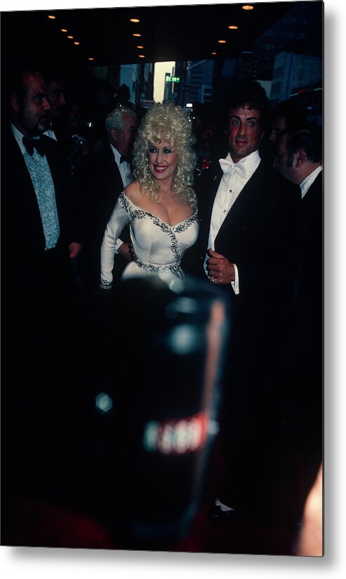 Vertical Metal Print featuring the photograph Dolly Parton And Sylvester Stallone by Art Zelin