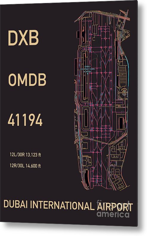 Dxb Metal Print featuring the digital art DXB Dubai Airport by HELGE Art Gallery
