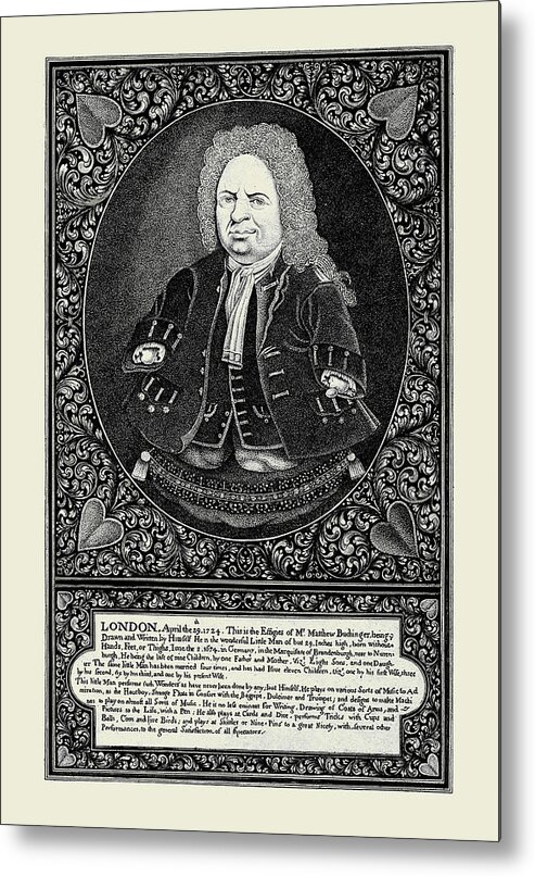 Phocomelic Metal Print featuring the painting Effigy of Matthias Buchinger by Unknown