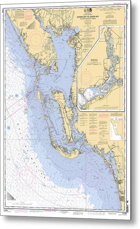 11426 Metal Print featuring the digital art Estero Bay to Lemon Bay, NOAA Chart 11426 by Nautical Chartworks