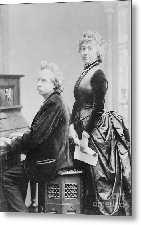 People Metal Print featuring the photograph Evard Grieg Playing Piano With Wife by Bettmann