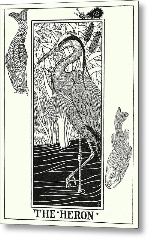 Border Metal Print featuring the painting Fables Of La Fontaine, The Heron by Percy James Billinghurst
