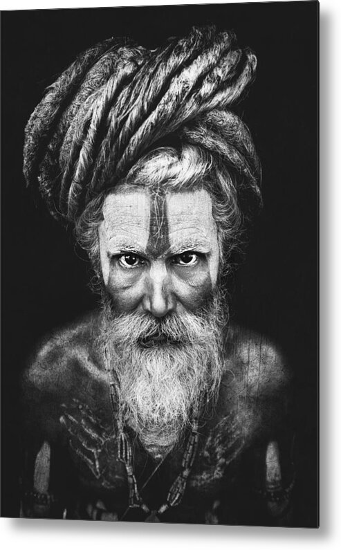 Hair Metal Print featuring the photograph Face The Sadhu ... by Ahmed Abdulazim