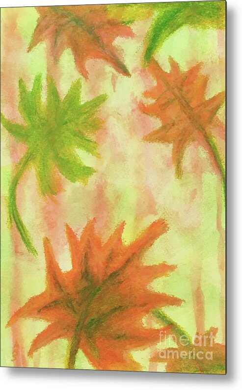 Fall Season Collection Metal Print featuring the painting Fanciful Fall Leaves by Annette M Stevenson