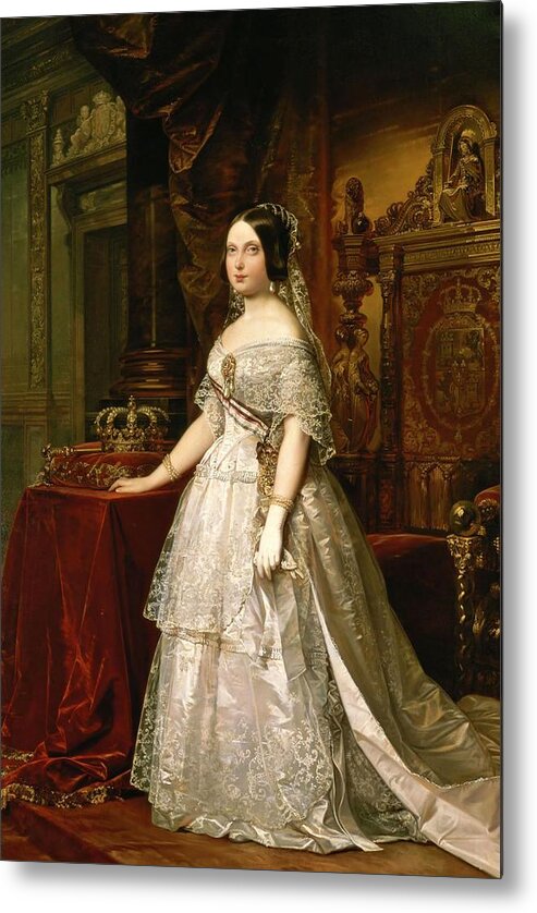 Federico De Madrazo Metal Print featuring the painting Federico Madrazo / 'Portrait of Isabella II of Spain', 1844, Oil on canvas. by Federico de Madrazo -1815-1894-