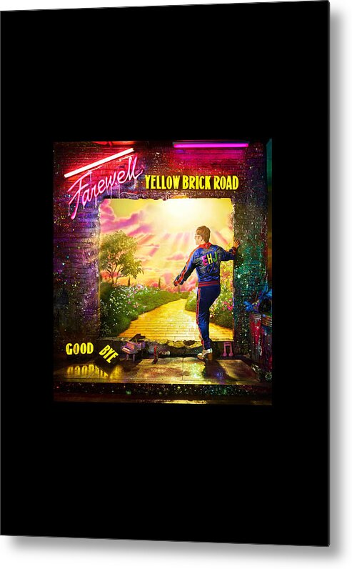 Frame Metal Print featuring the digital art Frame Print Elton John Farewell Yellow Brick Road Tour Iy03 by Indah Yose