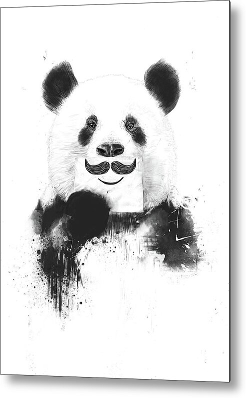 Panda Metal Print featuring the mixed media Funny panda by Balazs Solti