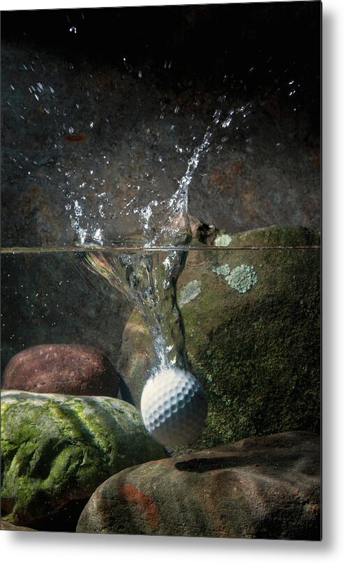 Underwater Metal Print featuring the photograph Golf Ball Hits Water Hazard by Pm Images