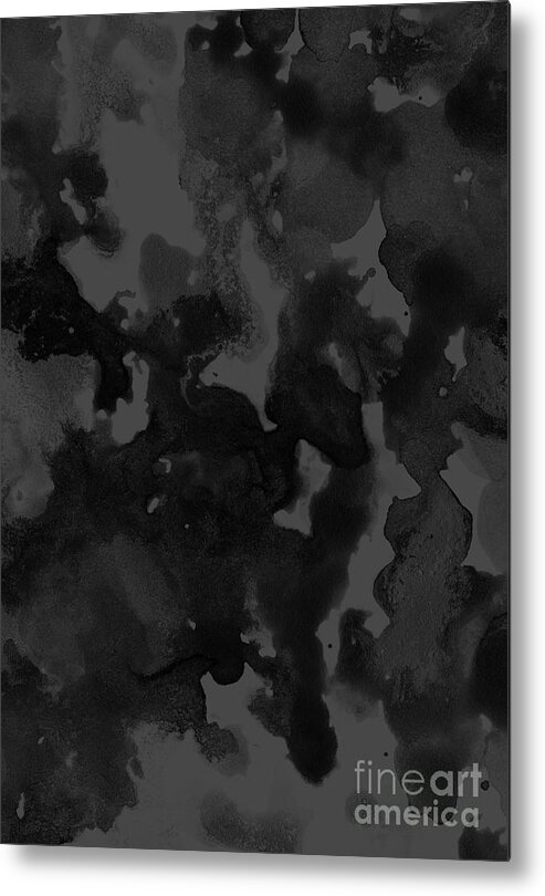 Ink Metal Print featuring the painting Gray Black Abstract Painting #1 #ink #decor #art by Anitas and Bellas Art