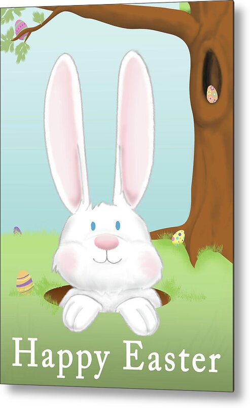 Bunny Metal Print featuring the digital art Happy Easter by Sd Graphics Studio