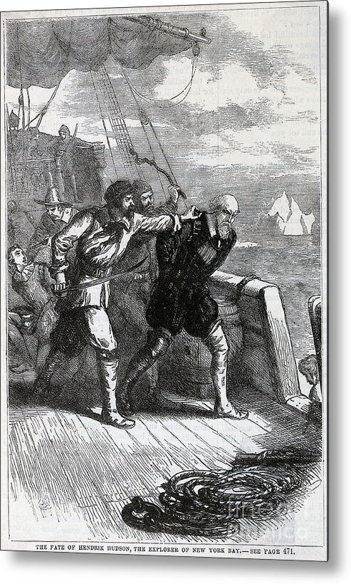 People Metal Print featuring the photograph Henry Hudson Being Sent Off Of Ship by Bettmann