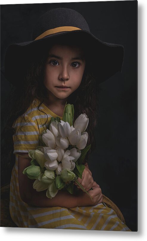 Flowers Metal Print featuring the photograph Holding the Tulips by Teresa Blanton