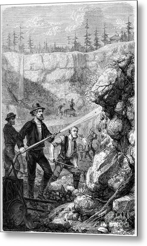 Miner Metal Print featuring the drawing Hydraulic Mining, California by Print Collector