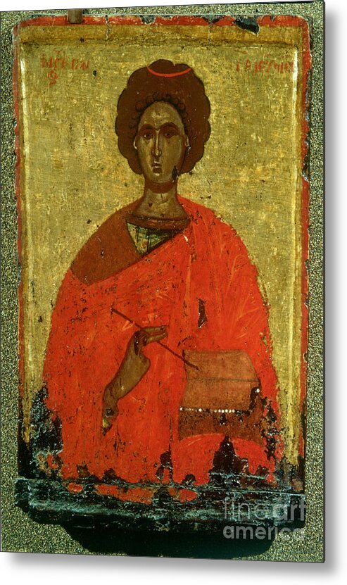 15th Century Metal Print featuring the painting Icon Of St. Pantaleon Of Nicomedia by Byzantine