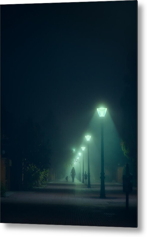 Streelight Metal Print featuring the photograph In The Fog by Carlos Hernndez Martnez