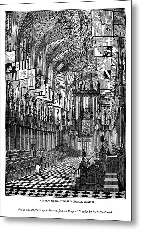 Pew Metal Print featuring the drawing Interior Of St Georges Chapel, Windsor by Print Collector