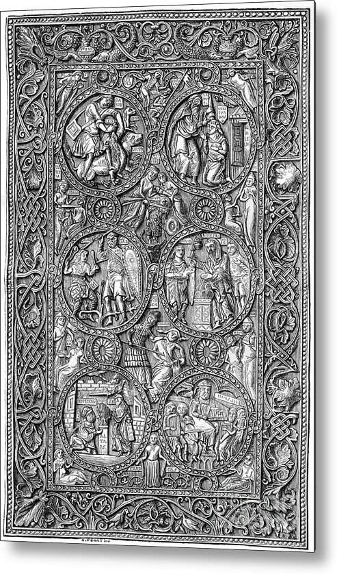 Engraving Metal Print featuring the drawing Ivory Tablet, 11th Century 1882-1884 by Print Collector