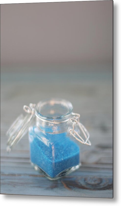 Sprinkles Metal Print featuring the photograph Jar Of Blue Sprinkles by Shawna Lemay