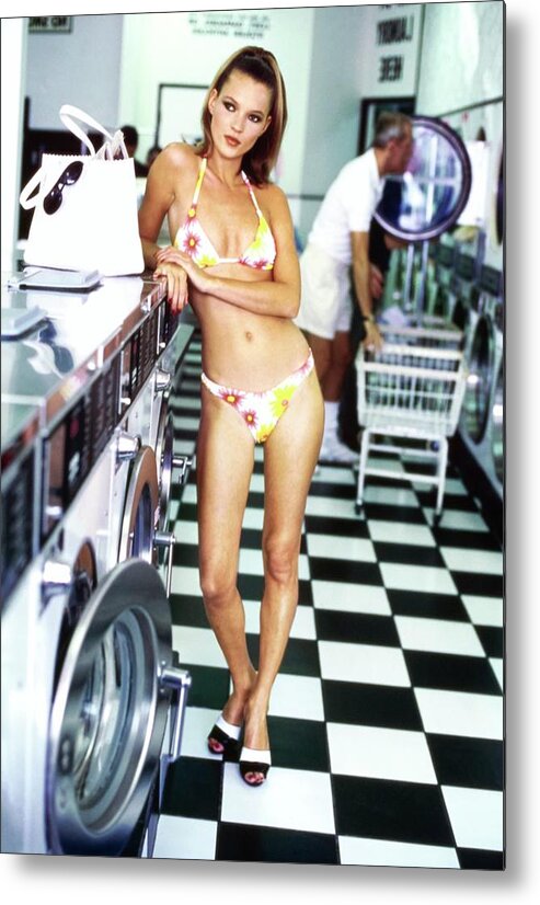 #new2022vogue Metal Print featuring the photograph Kate Moss In A Laundromat by Arthur Elgort