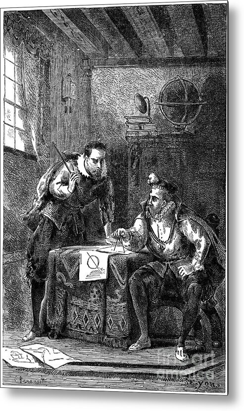 Physicist Metal Print featuring the drawing Kepler And Brahe At Work Together by Print Collector