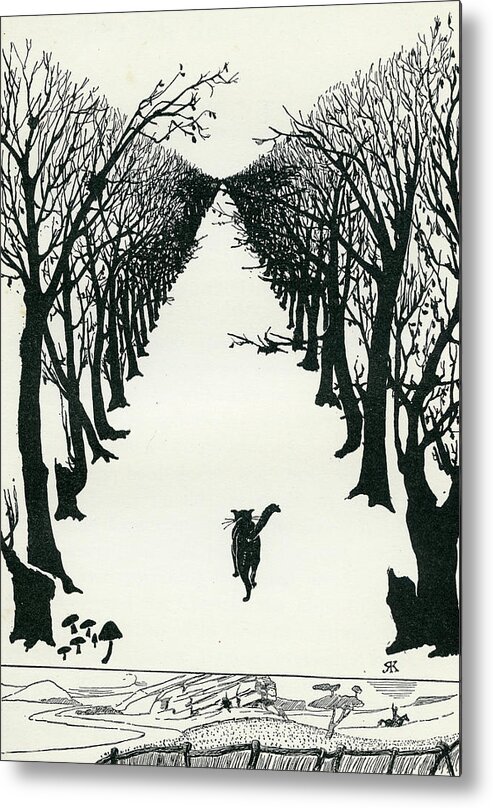Book Illustration Metal Print featuring the drawing The Cat That Walked by Himself by Rudyard Kipling