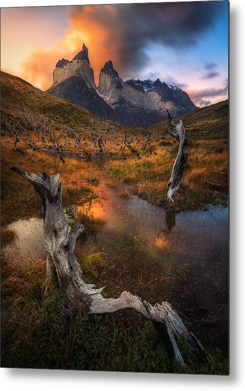 Torresdelpaine Metal Print featuring the photograph Kissed By Fire by Cristian Kirshbom