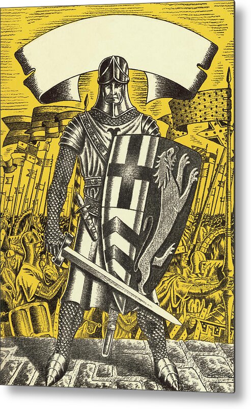 Adult Metal Poster featuring the drawing Knight with Shield and Sword by CSA Images