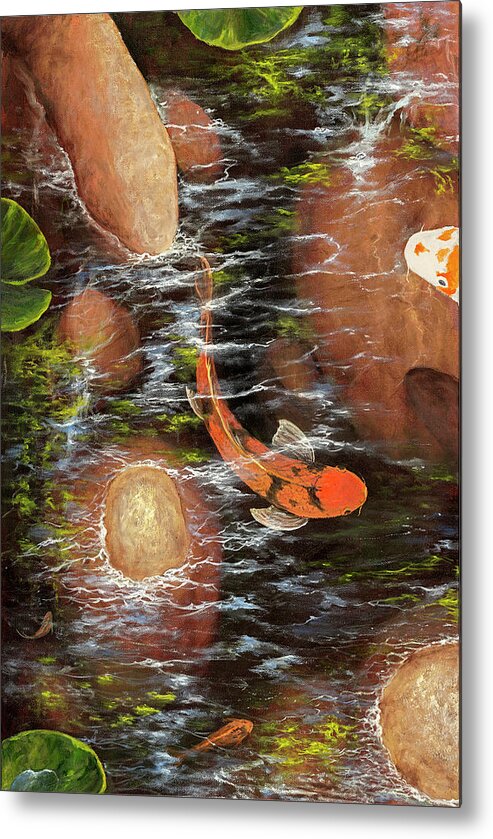 Fish Metal Print featuring the painting Koi Pond Left Side by Darice Machel McGuire