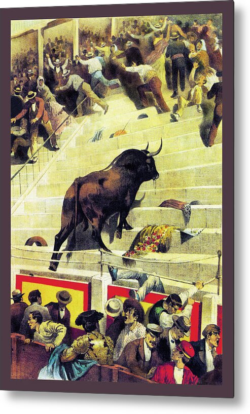 Bull Metal Print featuring the painting La Lidia el Toro Monudo by Unknown