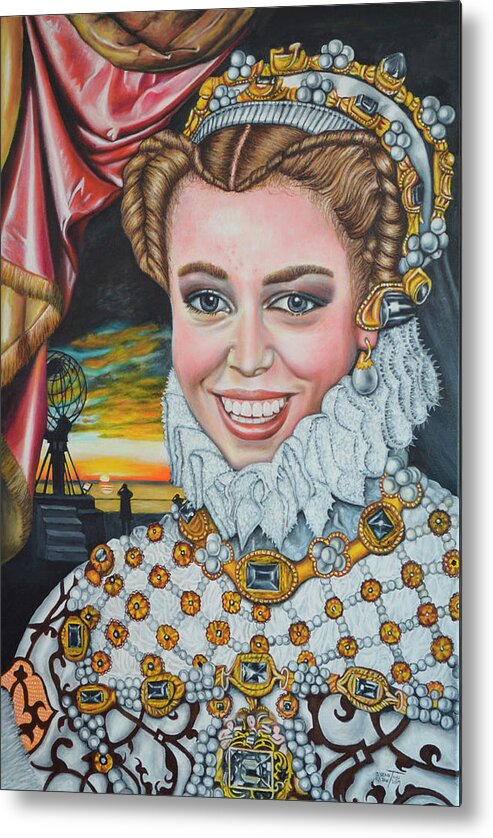 Beauty Metal Print featuring the painting Lady Merete of Norway by O Yemi Tubi