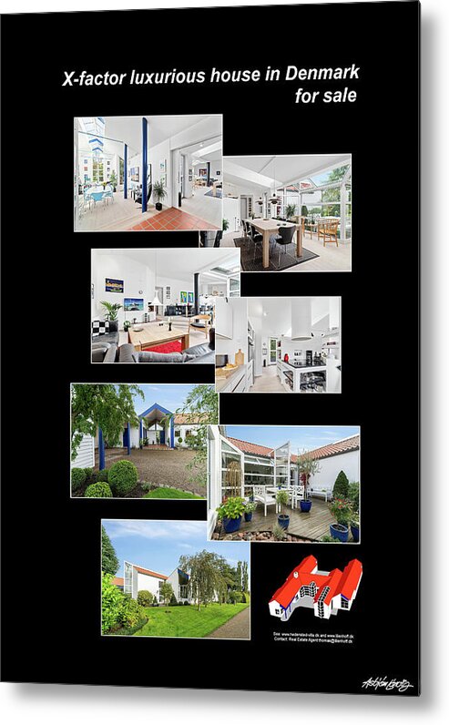X-factor Luxurious House In Hedensted Metal Print featuring the mixed media Lille Fejringhus by Asbjorn Lonvig