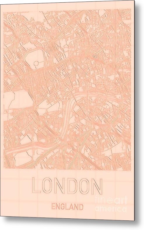 London Metal Print featuring the digital art London Blueprint City Map by HELGE Art Gallery