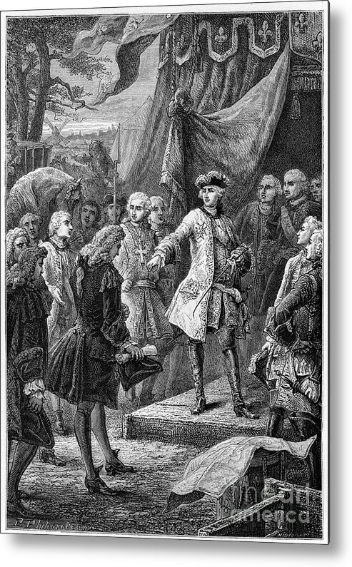 Engraving Metal Print featuring the drawing Louis Xv, King Of France by Print Collector