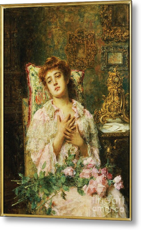 19th Century Metal Print featuring the painting Love Offerings by Alexei Alexevich Harlamoff