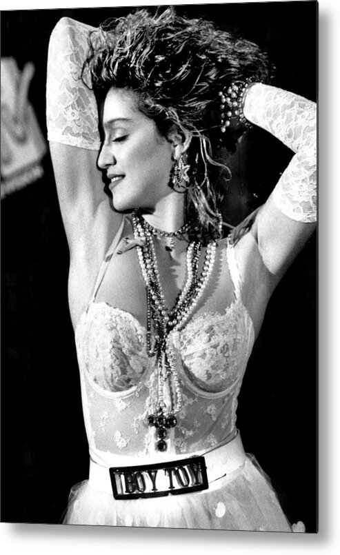 Madonna - Singer Metal Print featuring the photograph Madonna During A Performance At Mtv by New York Daily News Archive