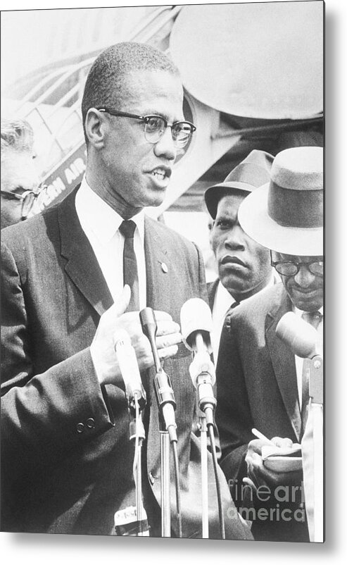 People Metal Print featuring the photograph Malcolm X Speaking To The Press by Bettmann