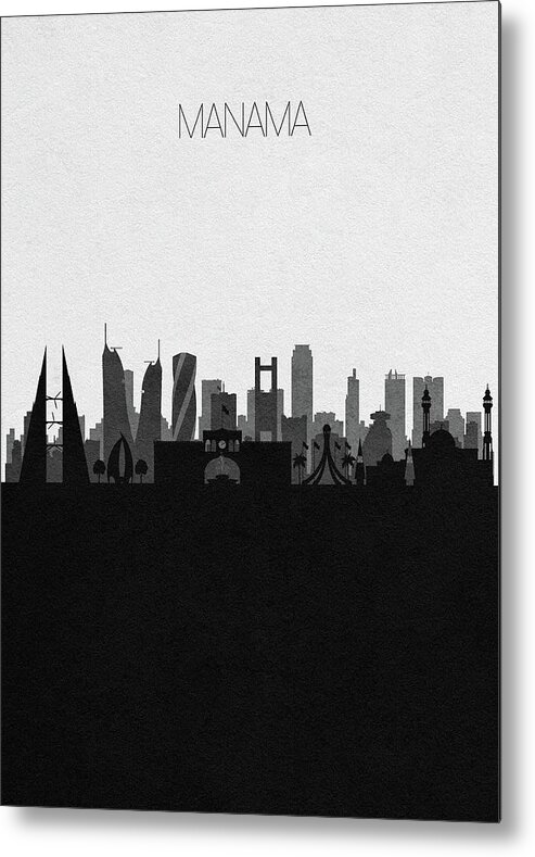 Manama Metal Print featuring the digital art Manama Cityscape Art by Inspirowl Design