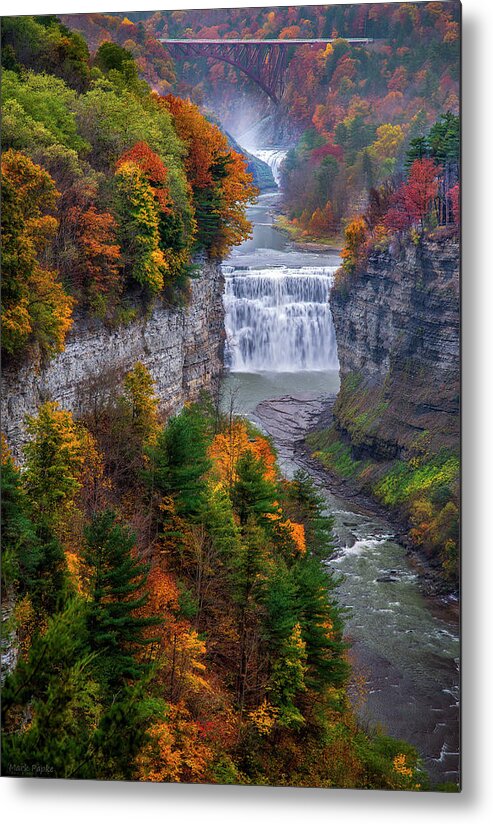 Waterfalls Metal Print featuring the photograph Middle Falls In Peak Fall by Mark Papke