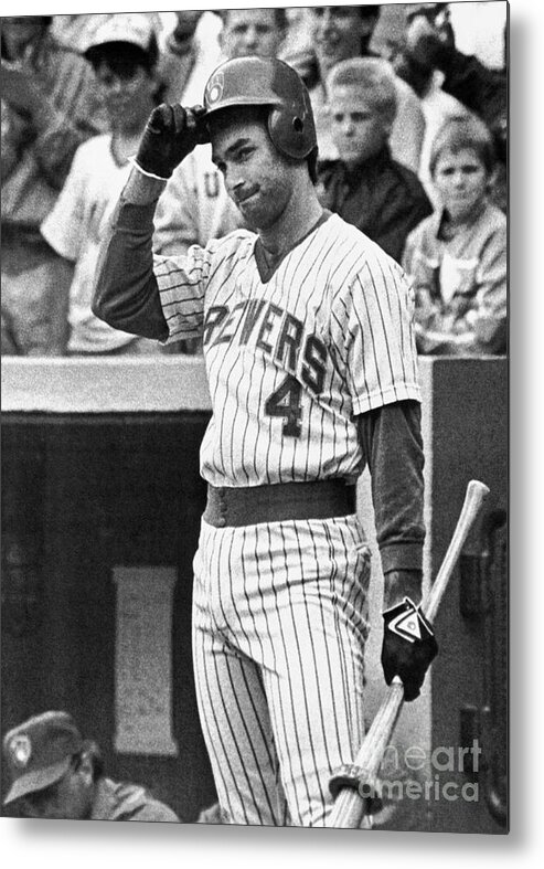 Following Metal Print featuring the photograph Milwaukee Brewers Paul Molitor Ends by Bettmann