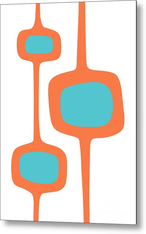  Metal Print featuring the digital art Mod Pod Three in Turquoise and Orange by Donna Mibus