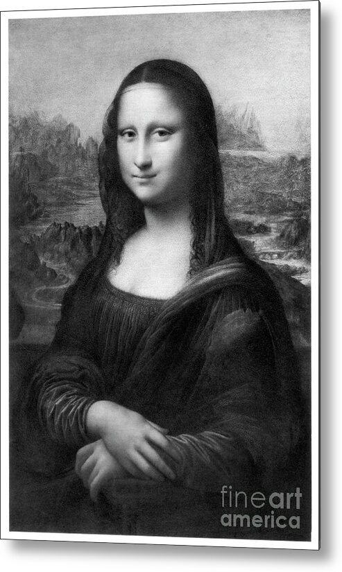 Engraving Metal Print featuring the drawing Mona Lisa, C1505, 19th Century by Print Collector