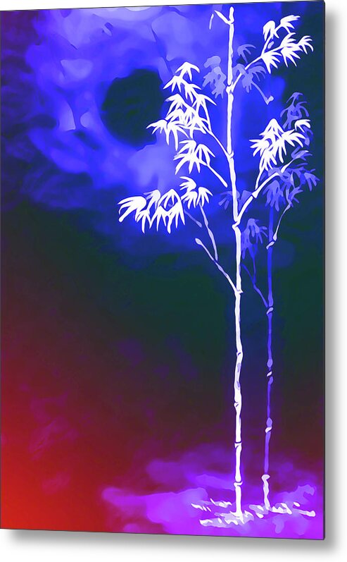 Moonlight Bamboo Metal Print featuring the painting Moonlight Bamboo by Jeelan Clark