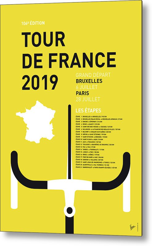 2019 Metal Print featuring the digital art My Tour De France Minimal Poster 2019 by Chungkong Art