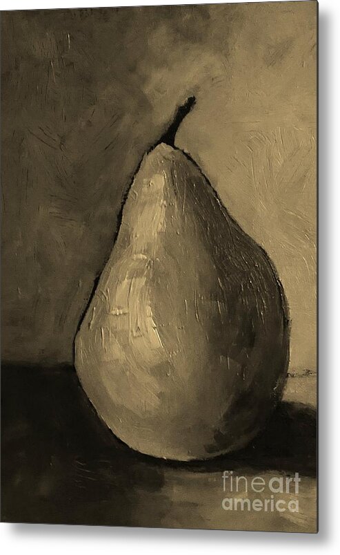 Pear Metal Print featuring the painting Pear - sepia tones painting by Vesna Antic