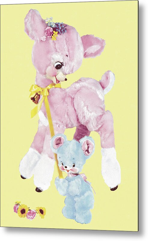 Animal Metal Poster featuring the drawing Pink Lamb by CSA Images
