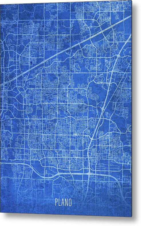 Plano Metal Print featuring the mixed media Plano Texas City Street Map Blueprints by Design Turnpike