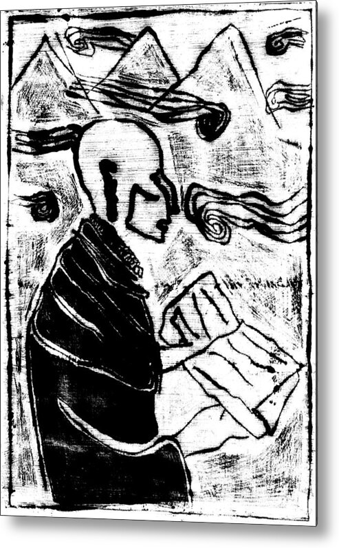 Clouds Metal Print featuring the digital art Poet reading to wind clouds 24 by Edgeworth Johnstone