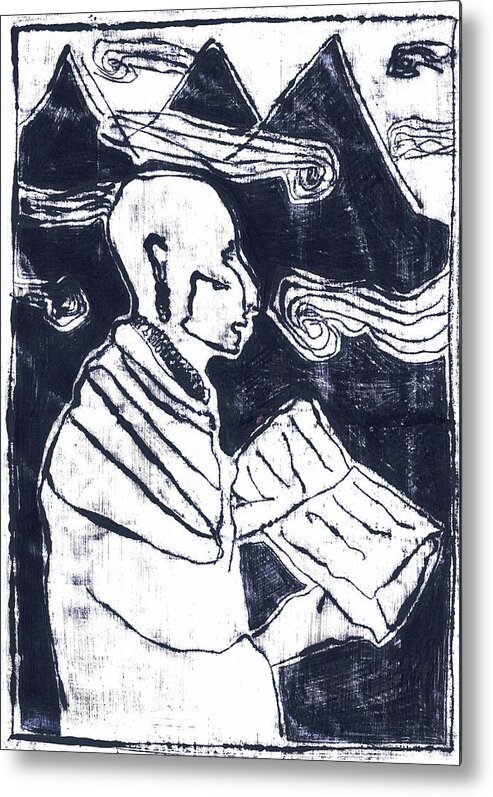 Clouds Metal Print featuring the painting Poet reading to wind clouds otdv3 13 by Edgeworth Johnstone