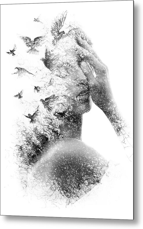 Blackandwhite Metal Print featuring the photograph Portrait Photography Blends by Viktor Makhov