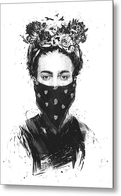 Girl Metal Print featuring the drawing Rebel girl by Balazs Solti